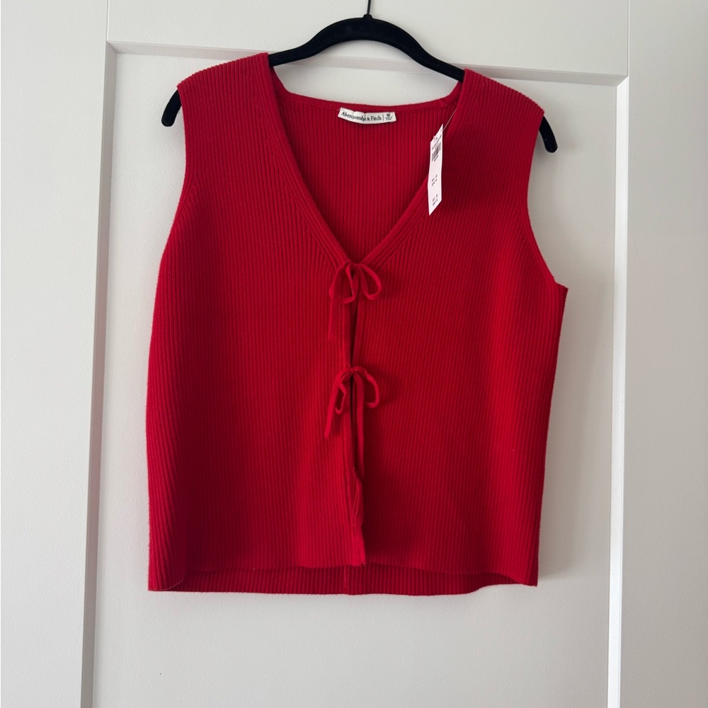 Abercrombie & Fitch Red Ribbed Tank Top